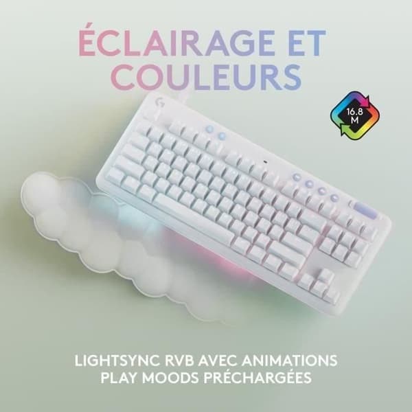Speltangentbord - Trådbundet - Logitech G - G713 - Mekaniskt - Handledsstöd - Taktil Switch GX Brown - White Mist
