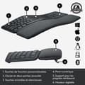 Miniatyrbild 6 av 6: Ergonomiskt tangentbord - Trådlöst - Logitech - ERGO K860 - AZERTY - Svart