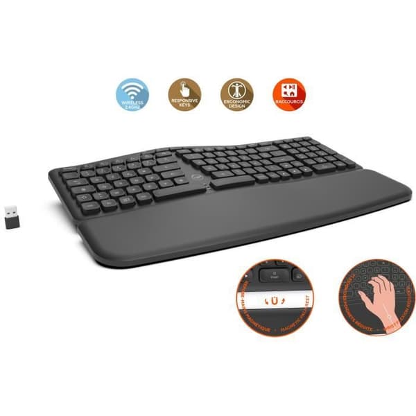 Ergonomiskt trådlöst tangentbord - MOBILITY LAB - ML313153 - Konkava tangenter - Windows