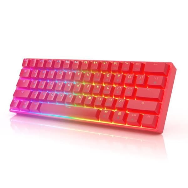 GK61 Mekaniskt speltangentbord Hot Swap 60 % (röd, Gateron optisk brun)