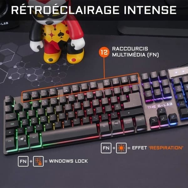 Combo KRYPTON - THE G-LAB - Retro trådbundet speltangentbord och muspaket - RGB-belysning