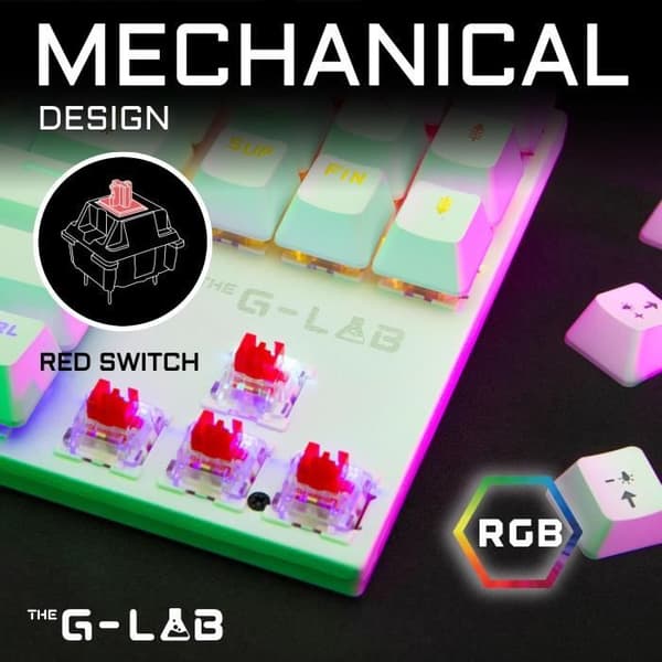 Combo Gaming Mekaniskt Tangentbord TKL + Mus - THE G-LAB - COMBO MERCURY W - Vit