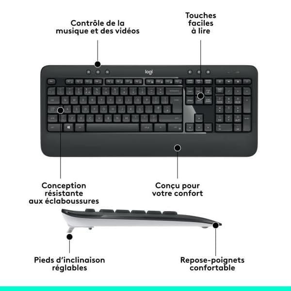 Tastatur-mus-kombination - Trådløs - Logitech - MK540 - AZERTY