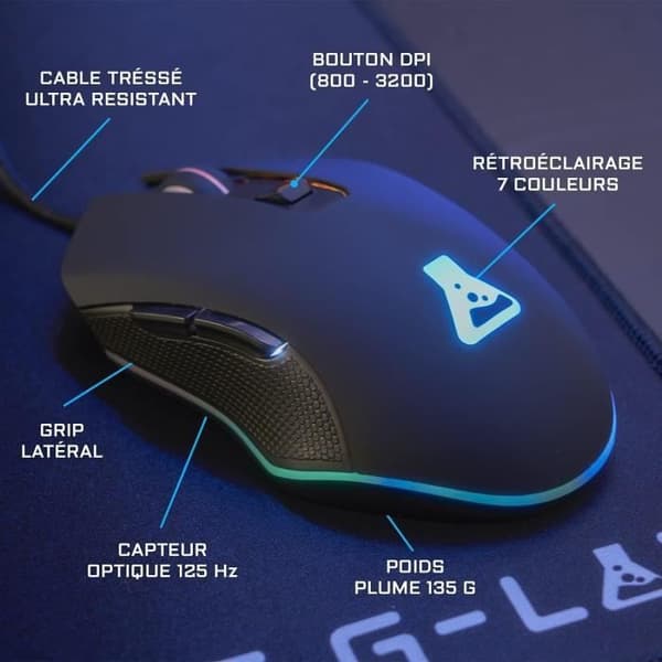 G-LAB COMBO HELIUM-tastatur FR Baggrundsbelyst ydeevne + Komfortmus + Høretelefoner + Skridsikker måtte