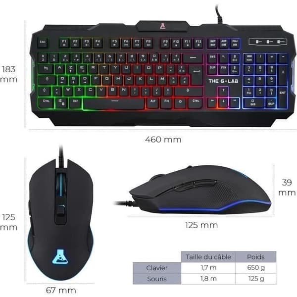 G-LAB COMBO HELIUM-tastatur FR Baggrundsbelyst ydeevne + Komfortmus + Høretelefoner + Skridsikker måtte