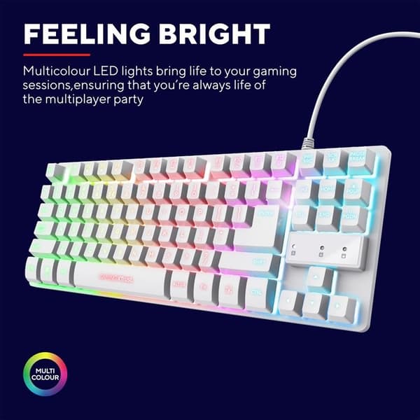Trust GXT 833W Thado Gamingtangentbord Nordisk layout Vit