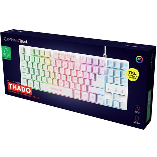 Trust GXT 833W Thado Gamingtangentbord Nordisk layout Vit