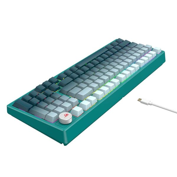 Spelklaviatur med RGB-lampor 1,8 m, 350 mA - Havit (KB899L) - Vit/Grön