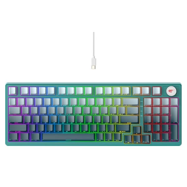 Spelklaviatur med RGB-lampor 1,8 m, 350 mA - Havit (KB899L) - Vit/Grön