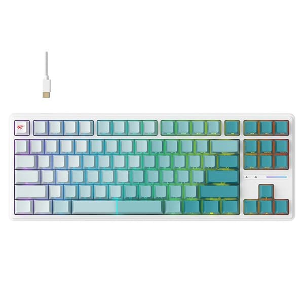 Spelklaviatur med RGB-ljus 1,8 m, 200 mA - Havit (KB901L) - Vit/Grön Grön, Vit