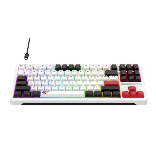 Spelklaviatur med RGB-ljus 1,8 m, 200 mA - Havit (KB902L) - Svart/Vit/Röd