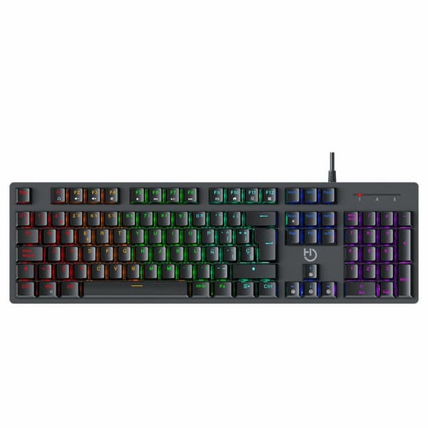 Tastatur Hiditec GKE010004 Sort Multifarvet Sort