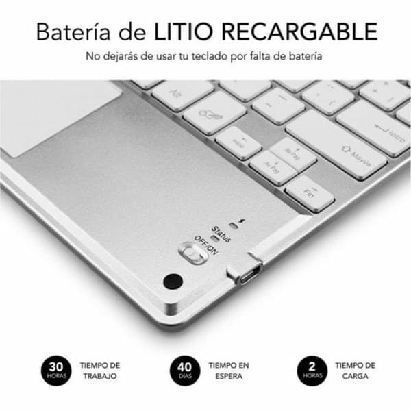 Bluetooth keyboard med tabletstøtte Subblim SUB-KBT-SMBT50 Sølvfarvet Spansk qwerty QWERTY
