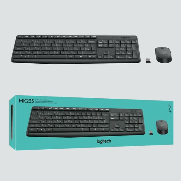 Tastatur med Trådløs Mus Logitech 920-007917 Grå