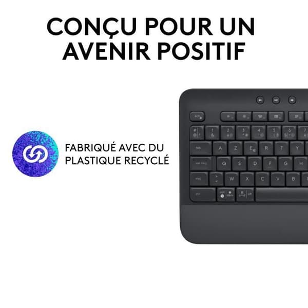 Logitech Signature K650-tangentbord, fullt ergonomiskt trådlöst tangentbord med handledsstöd - grafit