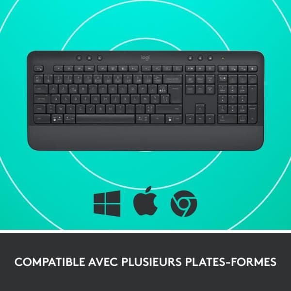 Logitech Signature K650-tangentbord, fullt ergonomiskt trådlöst tangentbord med handledsstöd - grafit