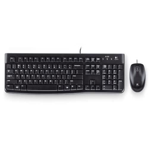 Logitech MK120, Standard, USB, Svart, Mus ingår
