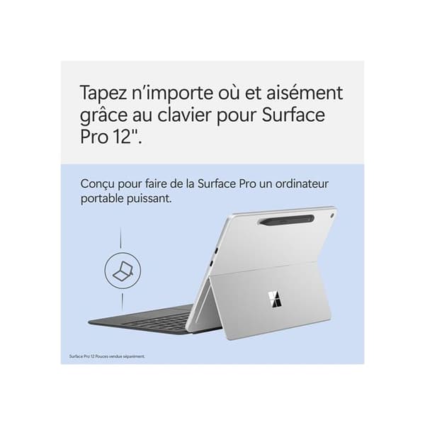 Tangentbord för Microsoft Surface Azerty Grå + Slim Pen 2 stylus för Surface Pro 12"