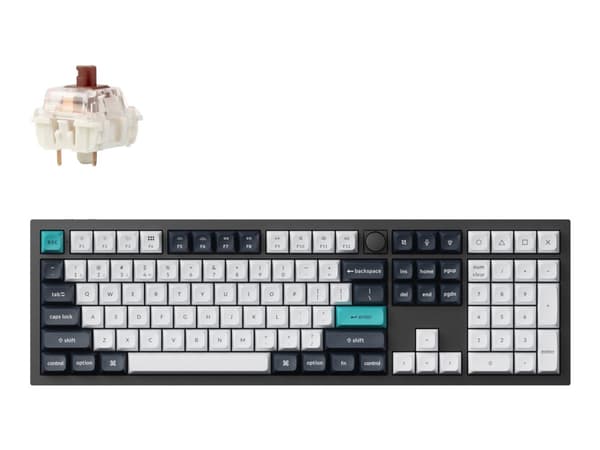 Keychron Q6 Max - Tangentbord - QMK/VIA, fullt monterad ratt, mekanisk - 100% - full size - bakgrundsbelyst - trådlös - Bluetooth 5.1, 2.4 GHz, USB-C