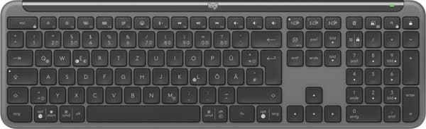 Logitech K950 Slim Trådlöst Tangentbord RF + Bluetooth QWERTZ DE Grafitgrå, 920-012451