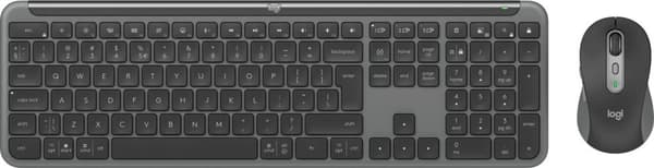 Logitech Mk950 Signature Slim, Tangentbord och Mus Kombination, Trådlös RF + Bluetooth, QWERTY US International, Grafitgrå, 920-012490