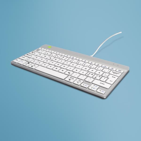 R-Go Tools Compact Break QWERTY trådbundet ergonomiskt tangentbord (ND), vitt, RGOCONDWDWH Vit