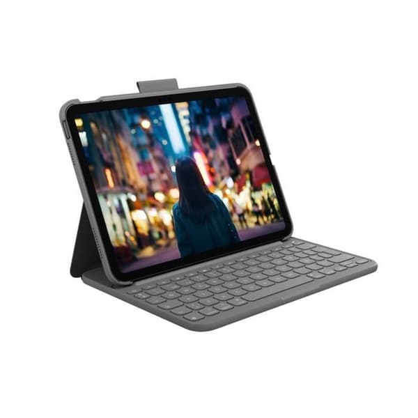Skal för iPad + tangentbord Logitech Slim Folio Spansk Qwerty Grå