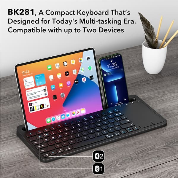 NÖRDIC Bluetooth-tastatur med berøringsplate, arabisk layout, 78 taster