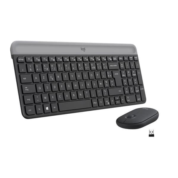 Tangentbords- och musset - Trådlöst - Logitech - MK470 Slim - Tyst - AZERTY - Svart grafit