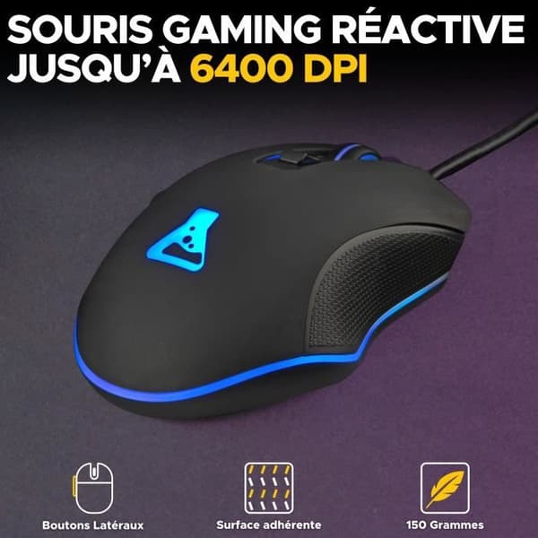 2-i-1-paket - The G Lab - Combo Hydrogen BKG - Azerty-tangentbord - Trådbunden mus - Svart