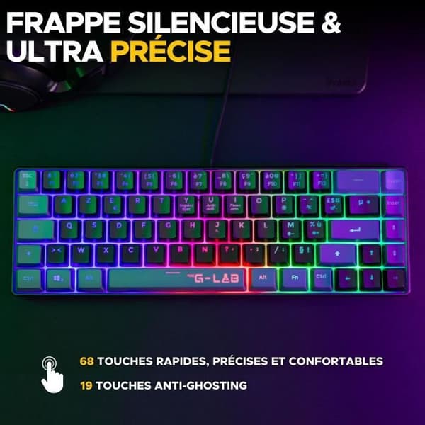 2-i-1-paket - The G Lab - Combo Hydrogen BKG - Azerty-tangentbord - Trådbunden mus - Svart