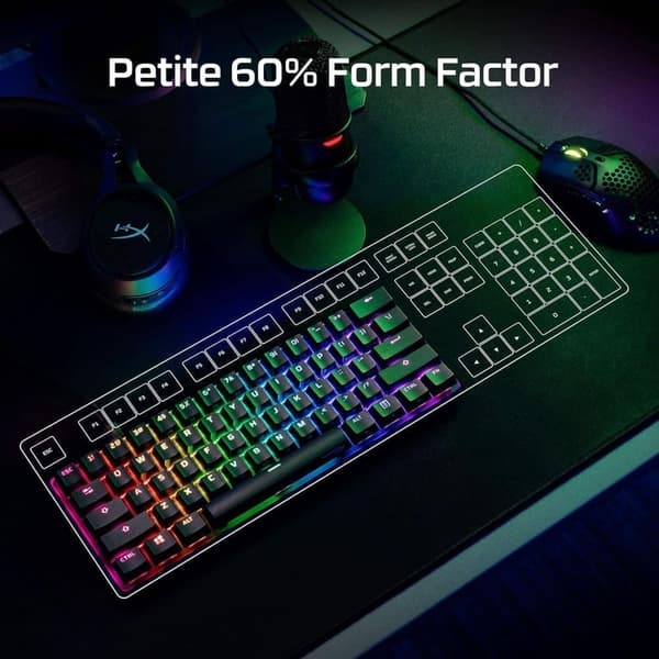 HyperX Alloy Origins 60 Mekaniskt Gamingtangentbord (60 %, Red-linear switches, Nordisk)
