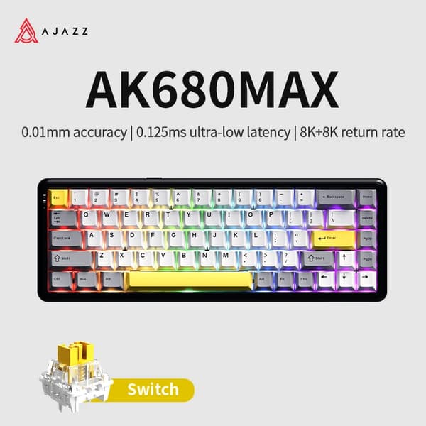 Mechanisk tangentbord, 2.4Ghz trådlös, 68 tangenter, hot swap-brytare,Guld