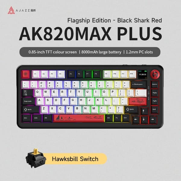 AJAZZ AK820MAX PLUS Spel Tangentbord, 8000mAh Batteri, Hot Swappable Brytare,Sköldpaddsmönstrad strömbrytare
