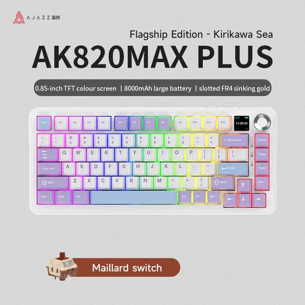 AJAZZ AK820MAX PLUS Pelinäppäimistö, 8000mAh Akka, Kuuman Vaihdettavat Kytkimet,Murad-kytkimet