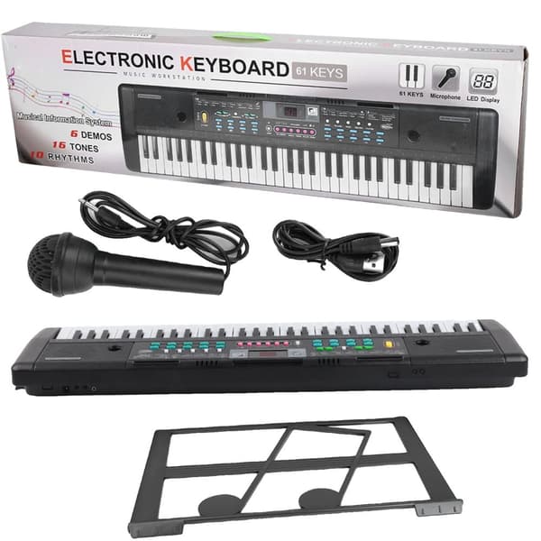 Elektronisk Keyboard, 61 Taster, Indbygget Mikrofon,sort