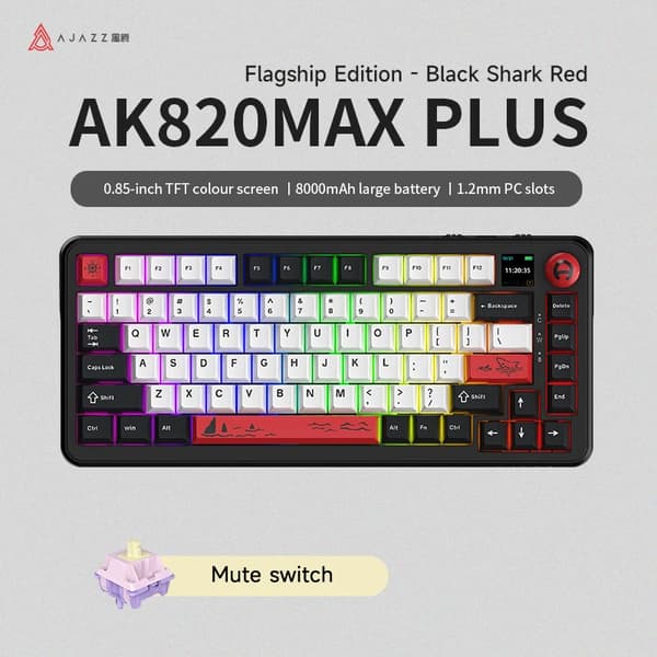 AJAZZ AK820MAX PLUS Spel Tangentbord, 8000mAh Batteri, Hot Swappable Brytare,Tyst knapp