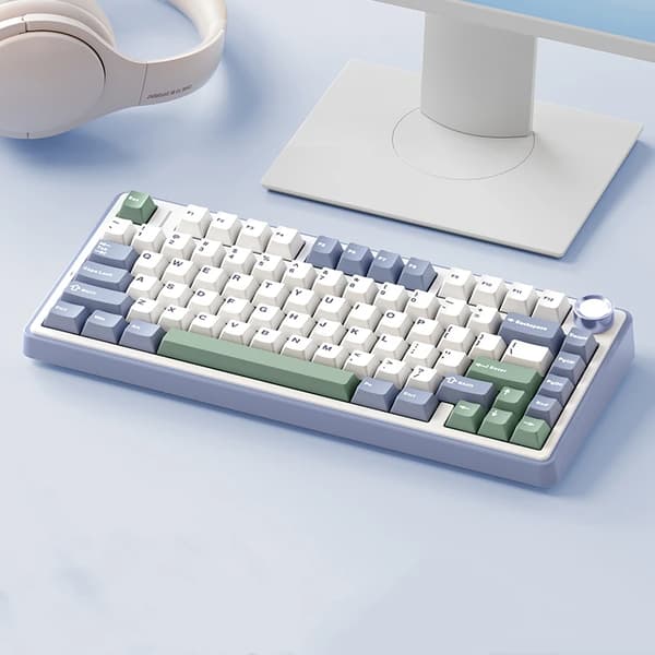 Mechanisk Spelkeyboard, Dubbelfärgad PBT-tangentkappa, 16 Miljoner RGB-bakgrundsbelysning, 80-tangenters layout,Grön Skördaromkopplare