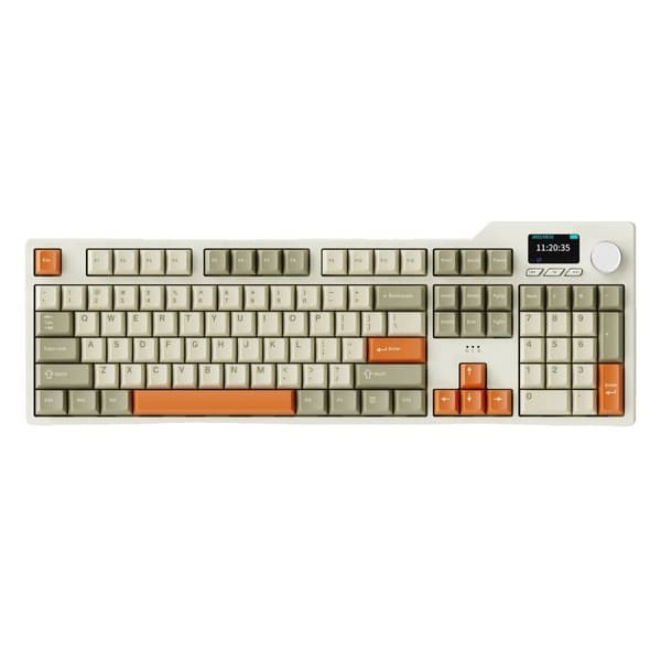 Mechanisk tangentbord, Bluetooth trådlös, 104 tangenter, standardlayout,Gul ris orange