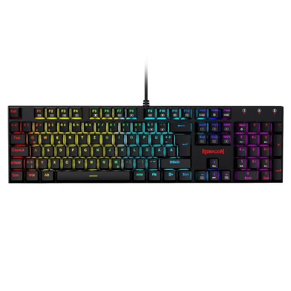 Mechanisk Spelkeyboard, RGB-bakgrundsbelysning med 18 effekter, hot-swappable röda switchar,K565-RGB