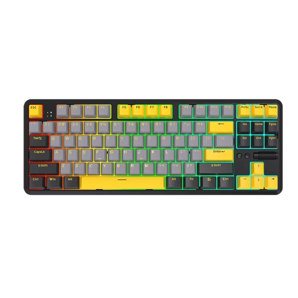 AJAZZ Mekaaninen Pelinäppäimistö, Langaton Yhteys, RGB Taustavalaistus,K870T PRO, Ruskea kytkin