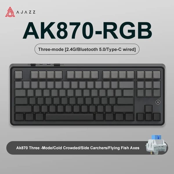 Mechanisk tangentbord, 87 tangenter, 2.4Ghz trådlös, RGB-belysning,tre lägen