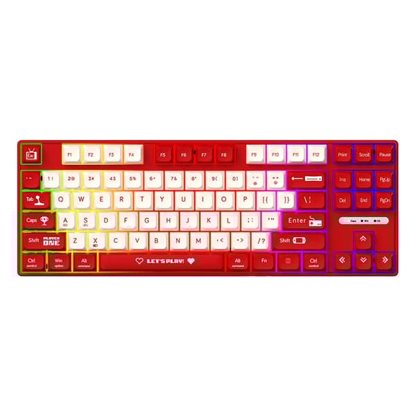 Spel tangentbord, trådbunden anslutning, 87 tangenter,Röd Switch-a
