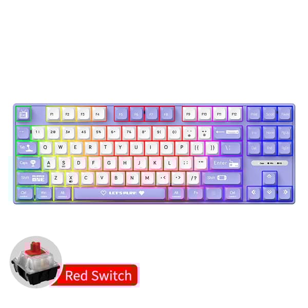Spel tangentbord, trådbunden anslutning, 87 tangenter,Röd Switch