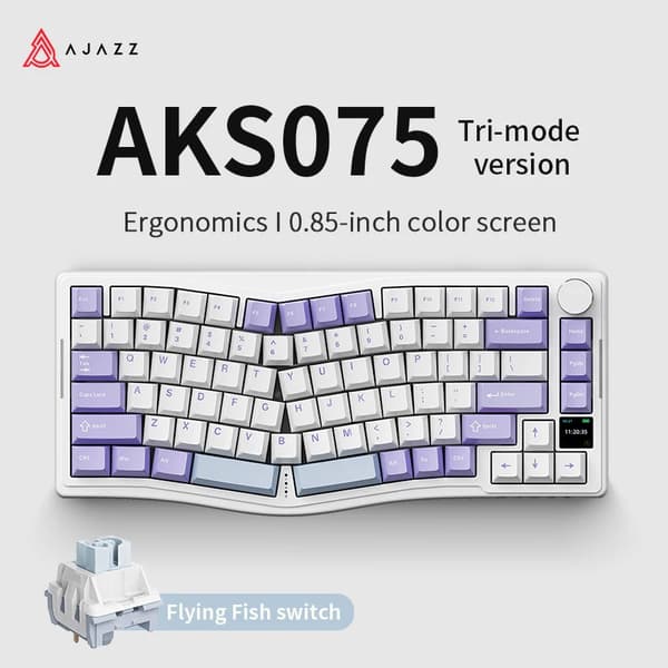 RGB Mekaniskt Tangentbord, Hot Swap, Bluetooth och 2.4Ghz Trådlös,opakt vit