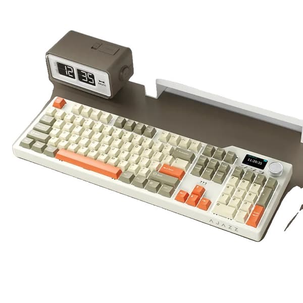 Mekaniskt tangentbord, hot-swappable brytare, 104 tangents layout, USB- och Bluetooth-anslutning,Beige och Orange