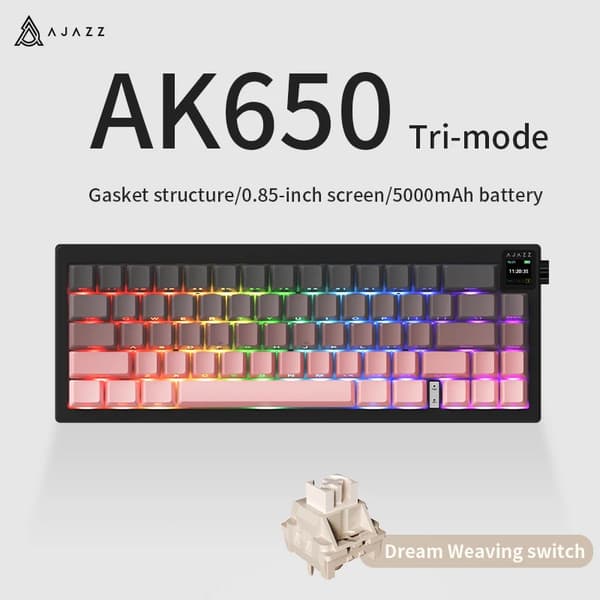 Pelaamisen mekaaninen näppäimistö, 5000mAh akku, RGB-valaistusvaikutukset,vaaleanpunainen-univaihdin