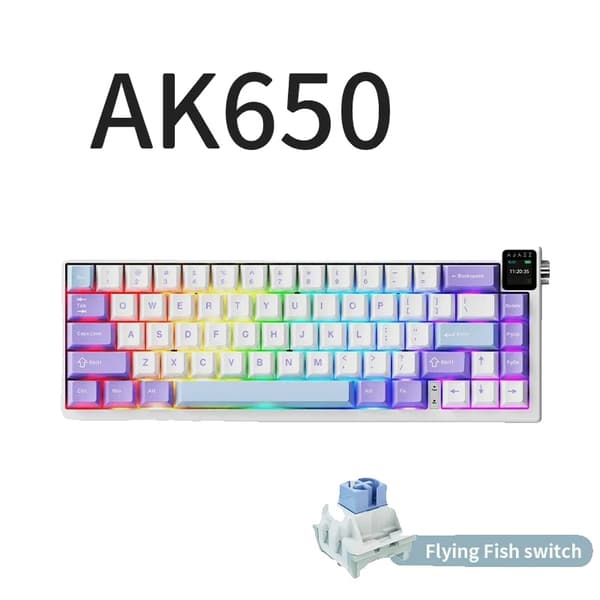 Gaming mekaniskt tangentbord, 5000mAh batteri, RGB belysningseffekter,Lila-fisk omkopplare