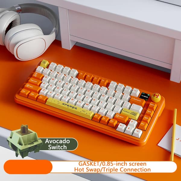 Gaming Mekaniskt Tangentbord, 82 Tangenter, Hot Swap, Trippel Läge,Avokado Växla