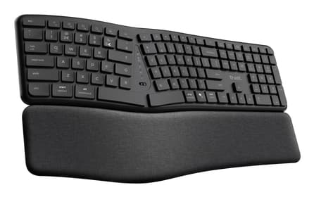 Trust Keyra, Fullstor (100 %), Trådlös, Trådlös RF + Bluetooth, Membrantangentbrytare, QWERTY, Svart